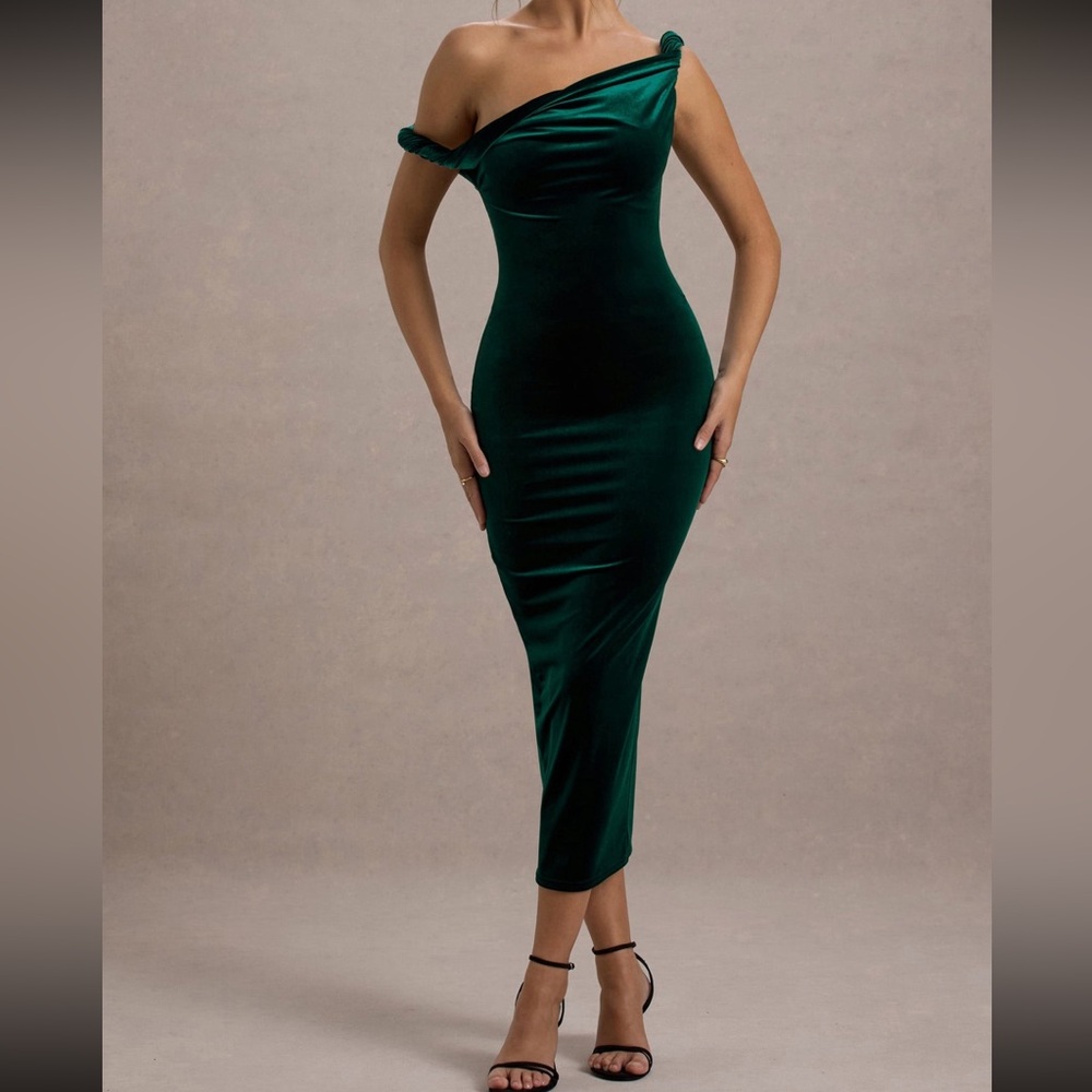 CLUB L LONDON “CARELLA” VELVET MIDI DRESS